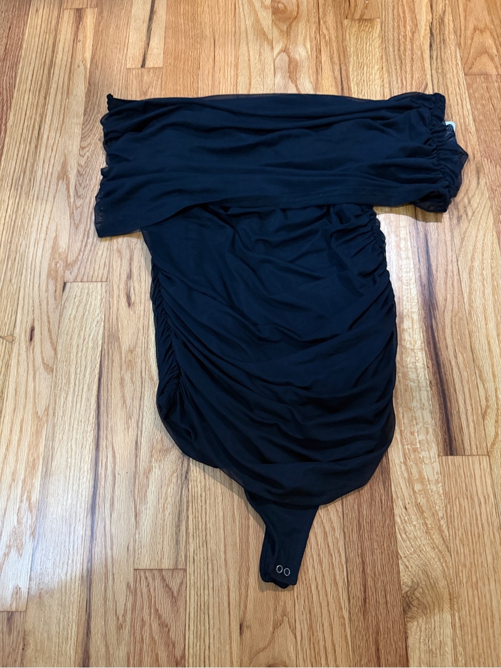 Abercrombie & Fitch Black Off-Shoulder Ruched Bodysuit